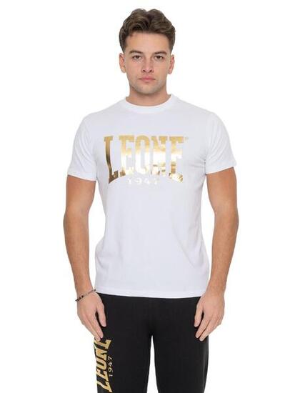 T-shirt en coton extensible à manches courtes avec grand logo Leone 1947 Gold