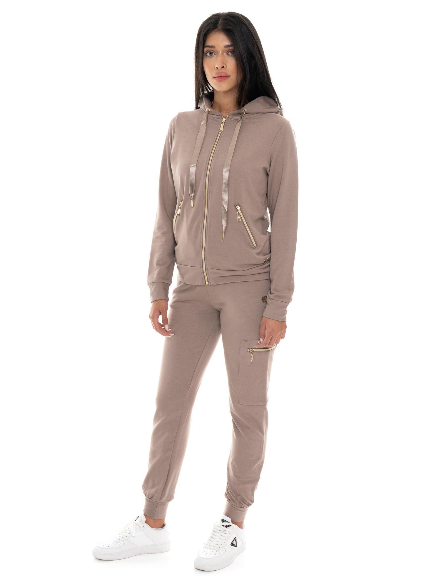 Leone 1947 Chic Tones Damen Winter-Trainingsanzug mit Kapuze und Reißverschluss