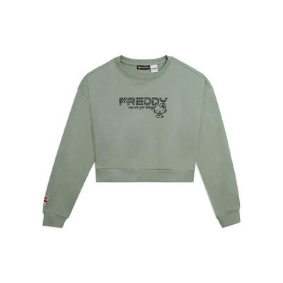 Felpa cropped girocollo con logo borchie Hello Kitty