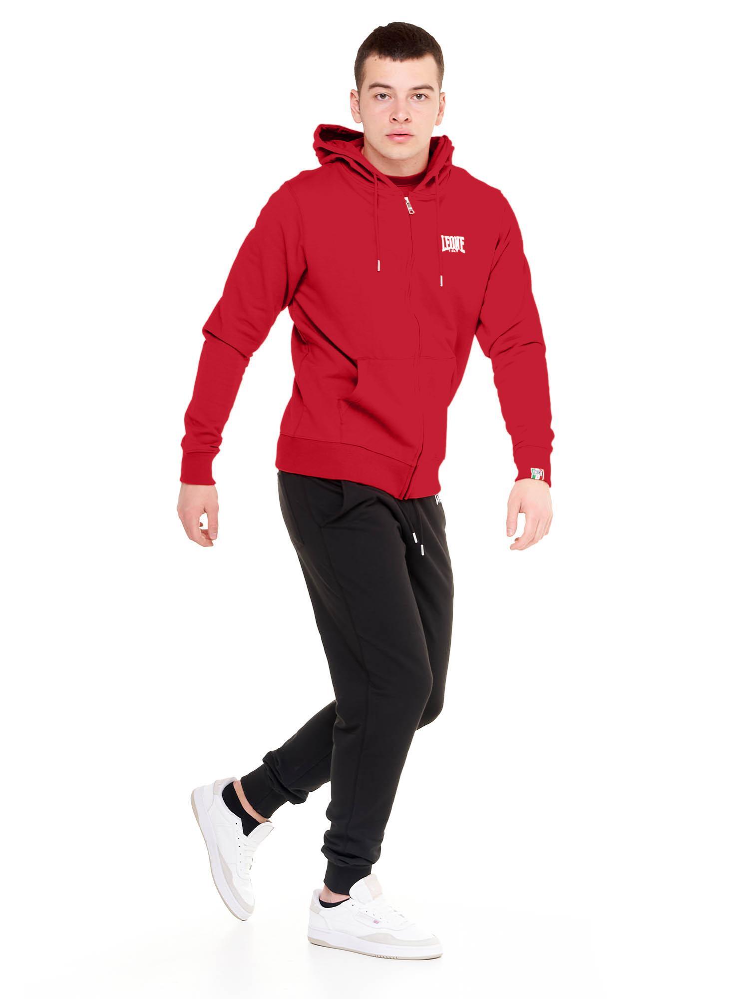 Felpa da uomo con cappuccio e zip non felpata Leone Basic 3/5