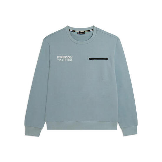 Sweat-shirt à col rond en molleton de coton Baby avec poche zippée