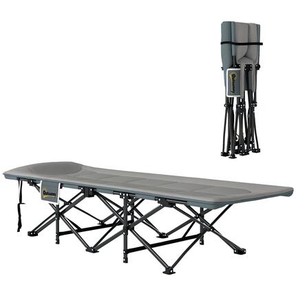 Lit de camp - Camping - Pliant, matelas et oreiller - Gris