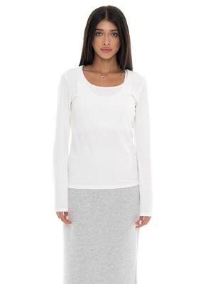 T-shirt donna a manica lunga con placchetta Leone 1947 Never Without