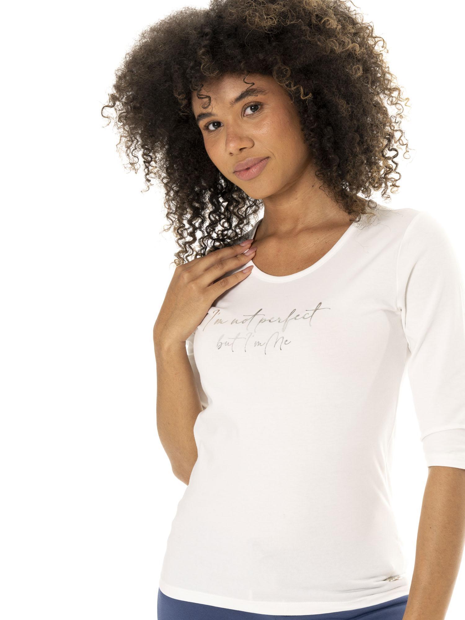 Camiseta de algodón elástico con mangas 3/4 para mujer Leone 1947 Braid 5/7