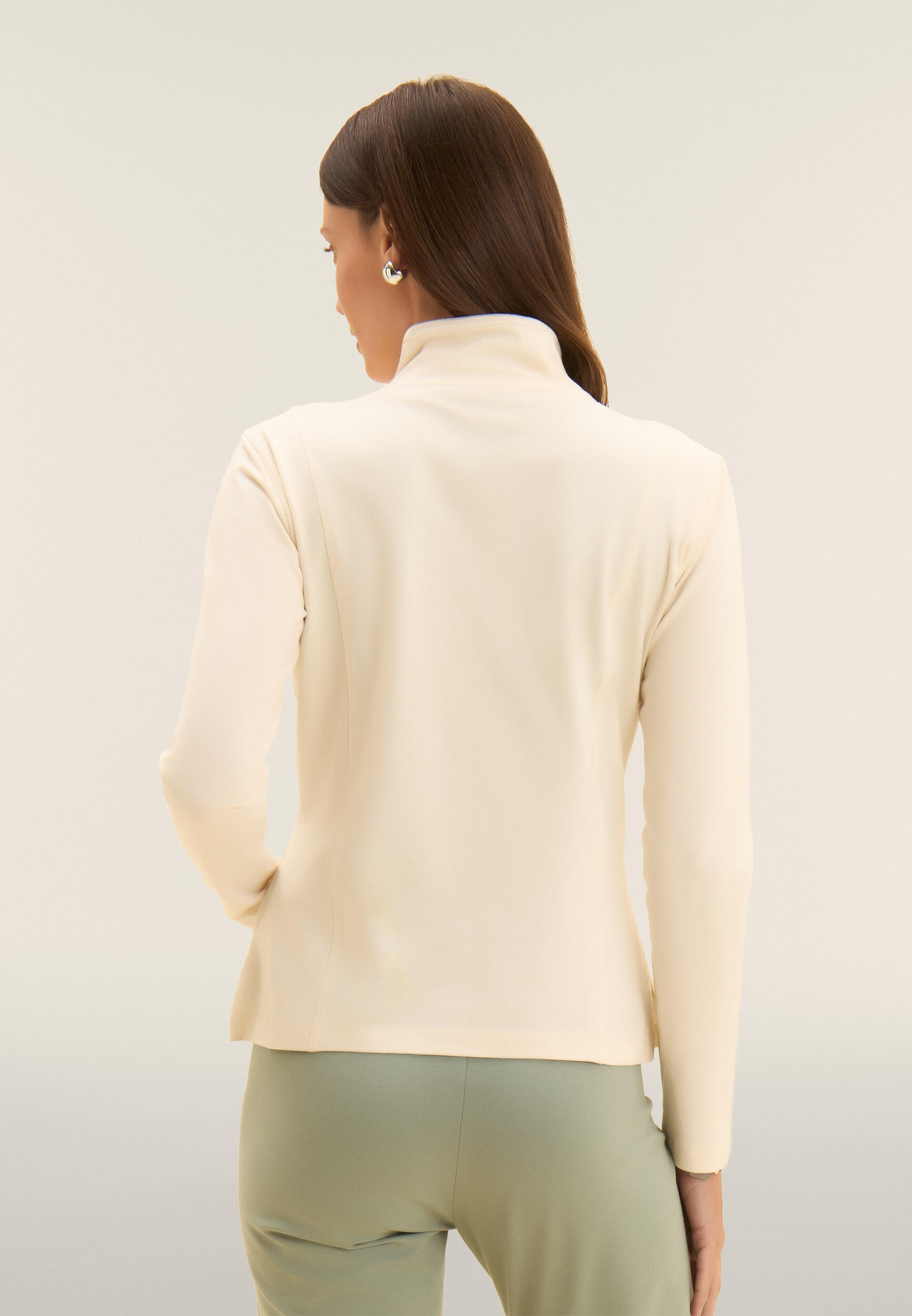 Sweatshirt met ritssluiting en hoge kraag, FREDDY-logo op de mouw 3/4
