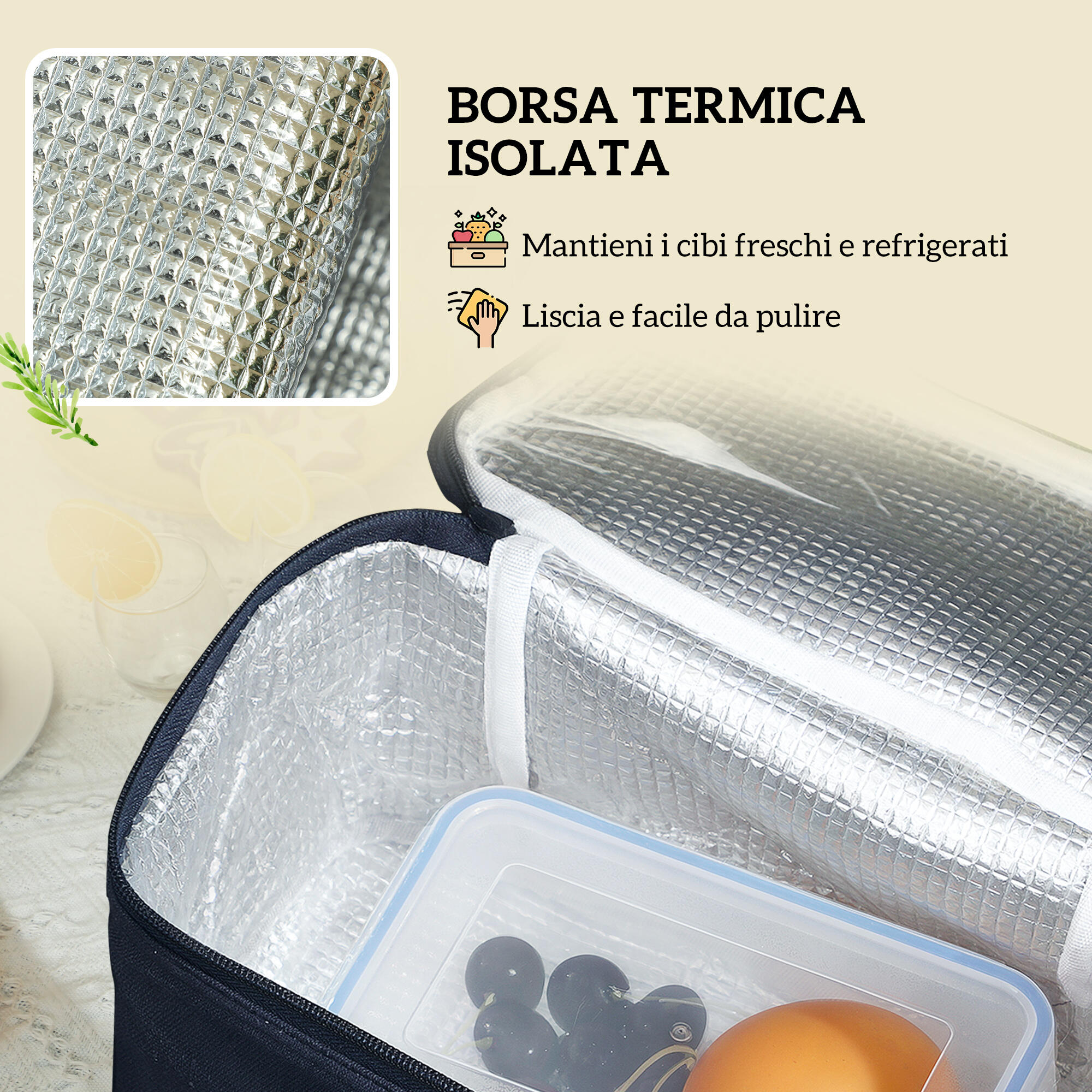 Outsunny Cesta da Pic Nic per 4 Persone con Area Frigo e Accessori 54x34x20 cm 5/7