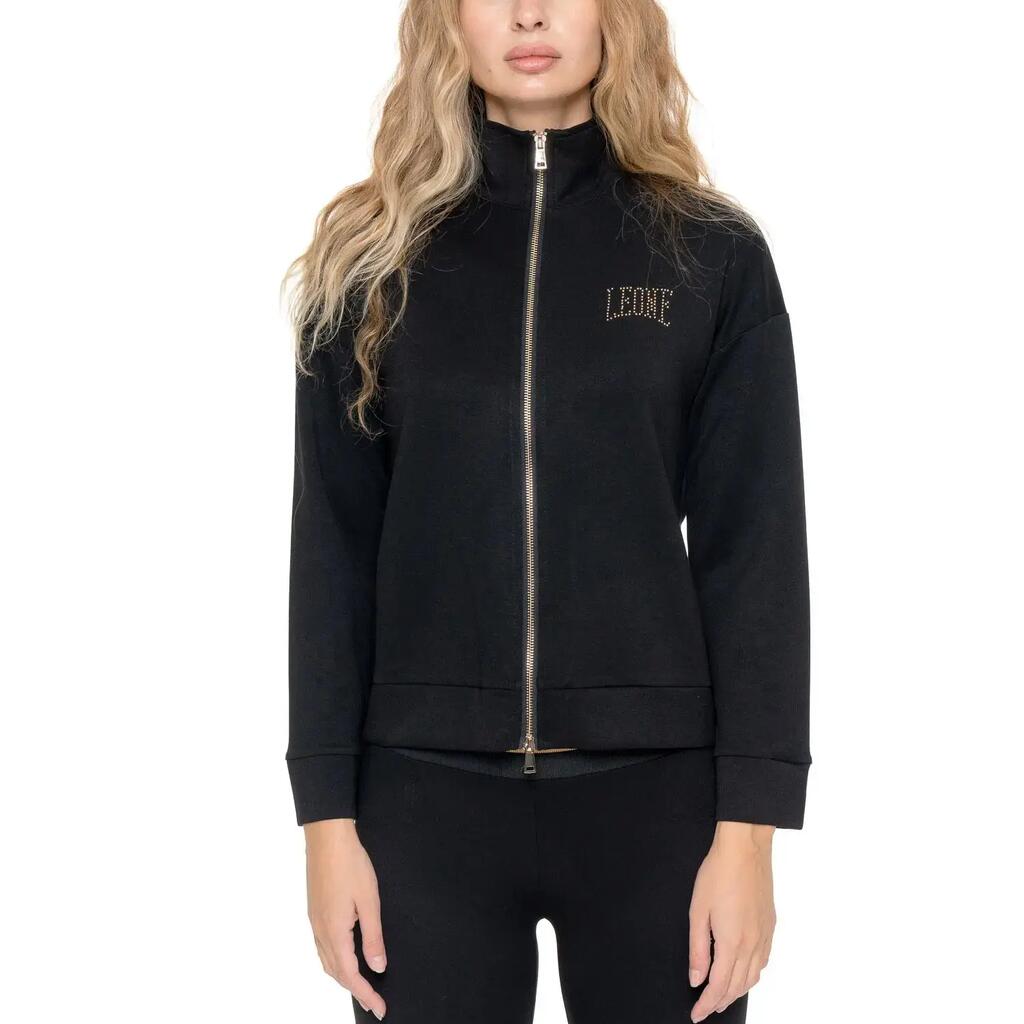 Leone 1947 Gold Studs women's winter sweatshirts with high neck and zip