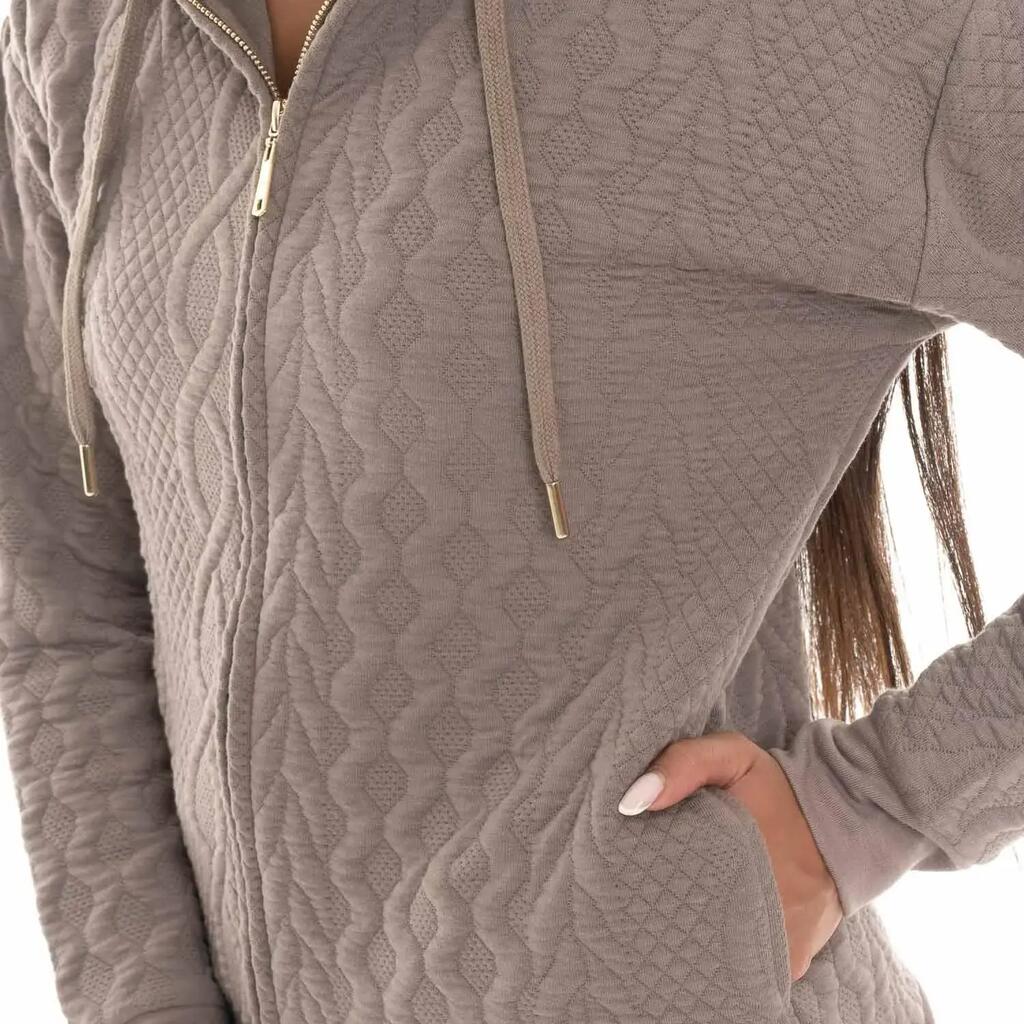 Leone 1947 Braid women's winter sweatshirts in braided fabric with hood and zip