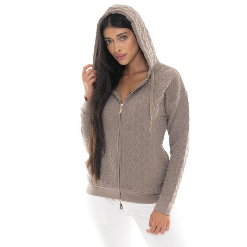 Hanorac femei Leone 1947 Apparel Braid tricot împletit glugă și fermoar