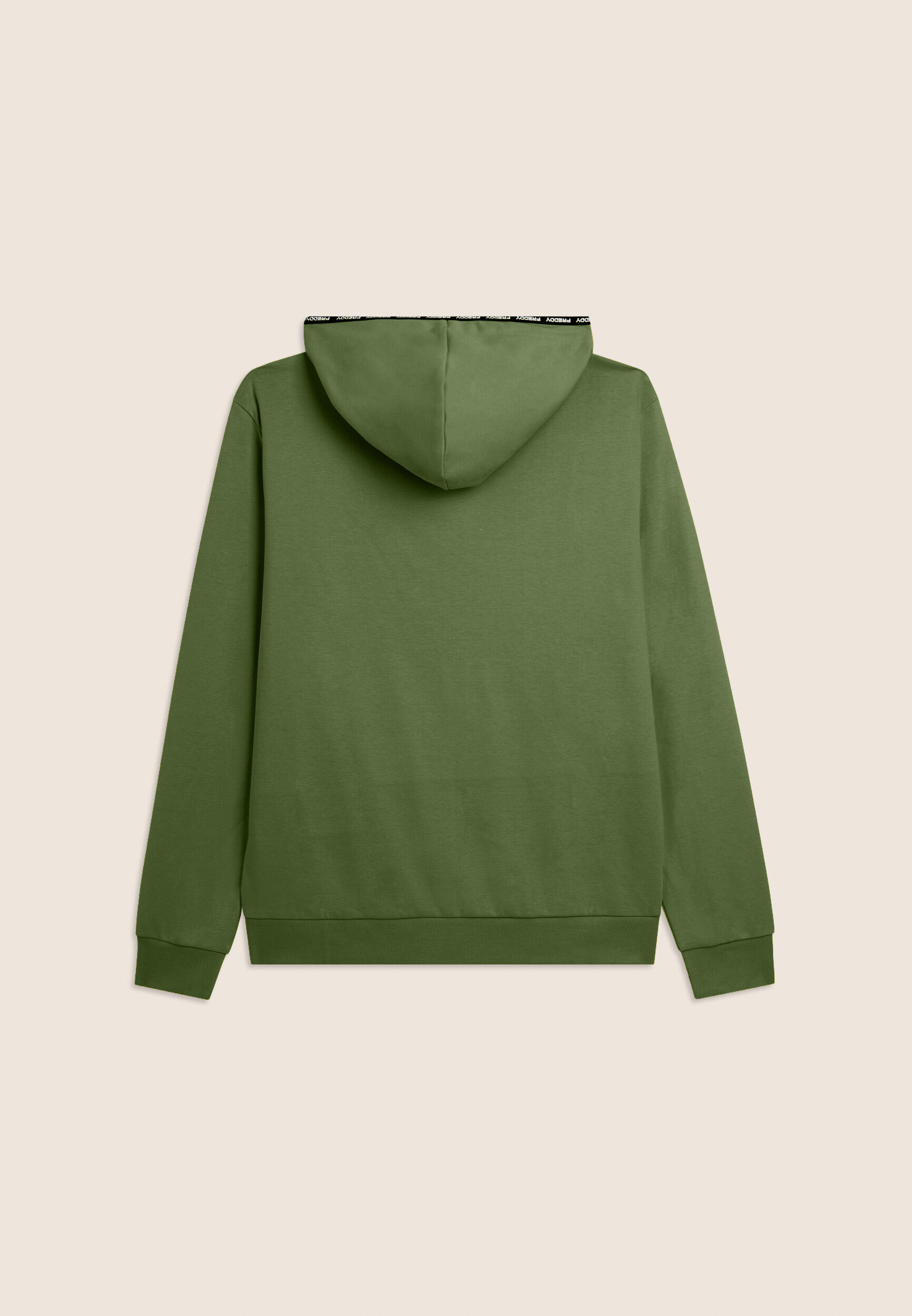 Sweat-shirt à capuche avec fermeture zippée en tissu interlock de coton 4/4