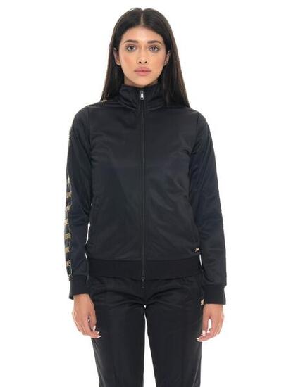 Damskie bluzy z triacetatu z paskami z logo Leone 1947 Gold Studs