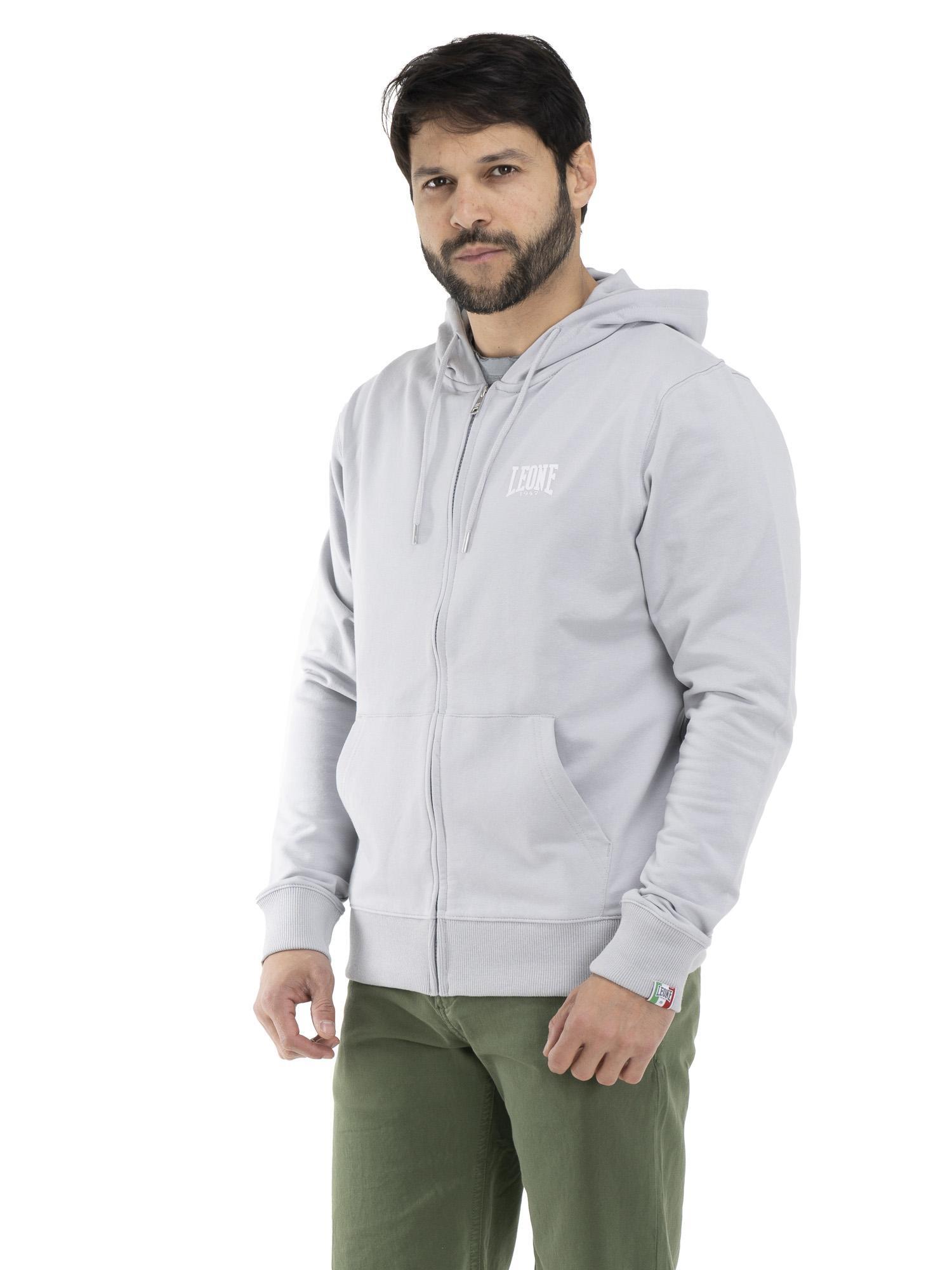 Felpa da uomo con cappuccio e zip non felpata Leone Basic 3/8