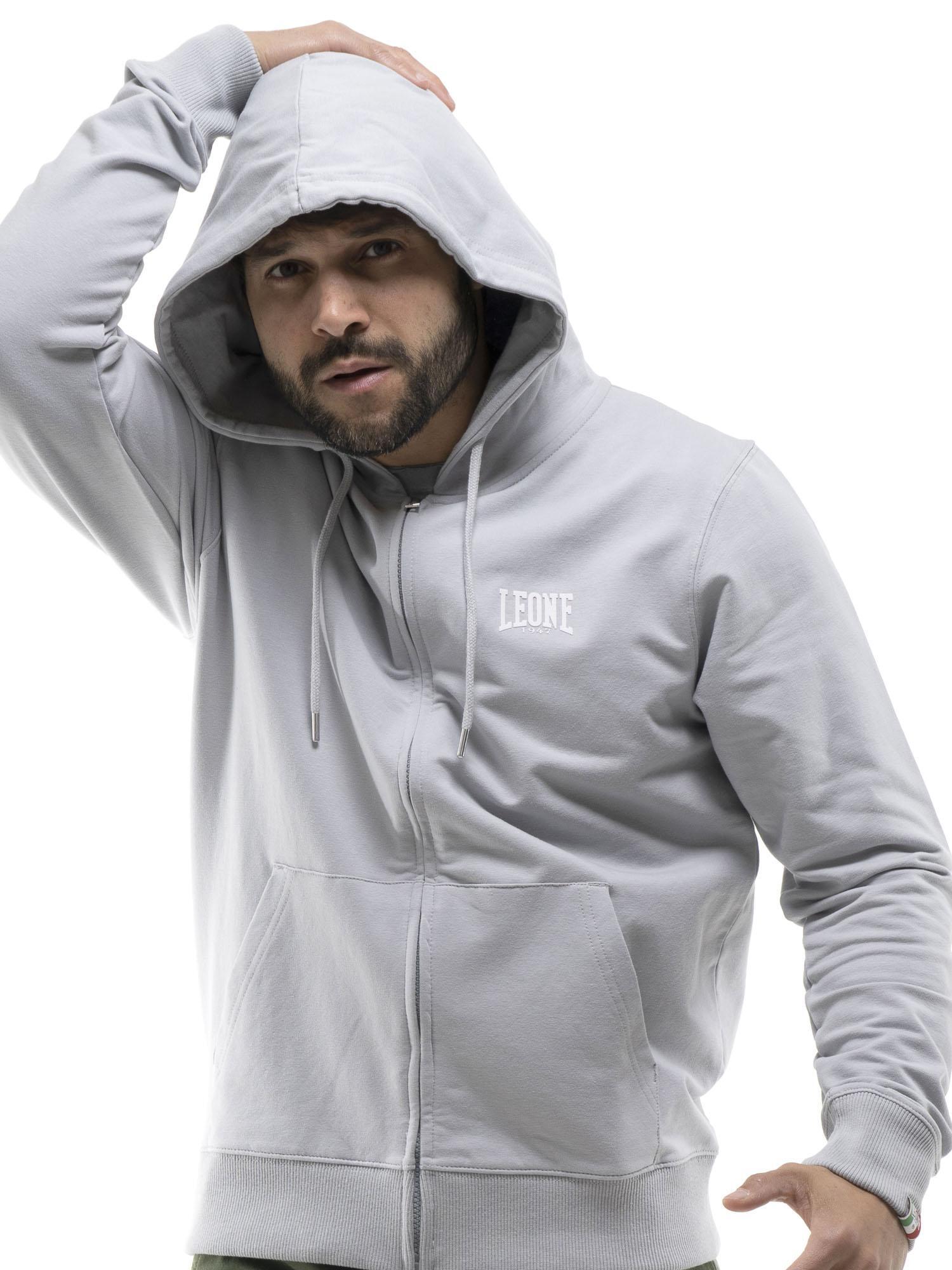Felpa da uomo con cappuccio e zip non felpata Leone Basic 5/8