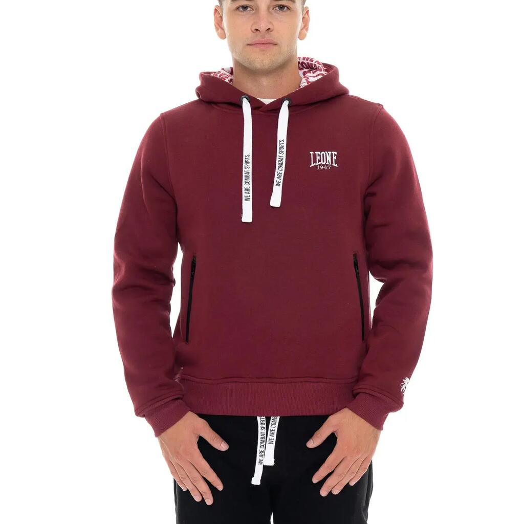Men's winter pull-on hoodie with small Leone 1947 Soft Basic logo