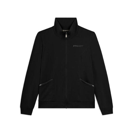 Sweat-shirt zippé et col montant en jersey élastique