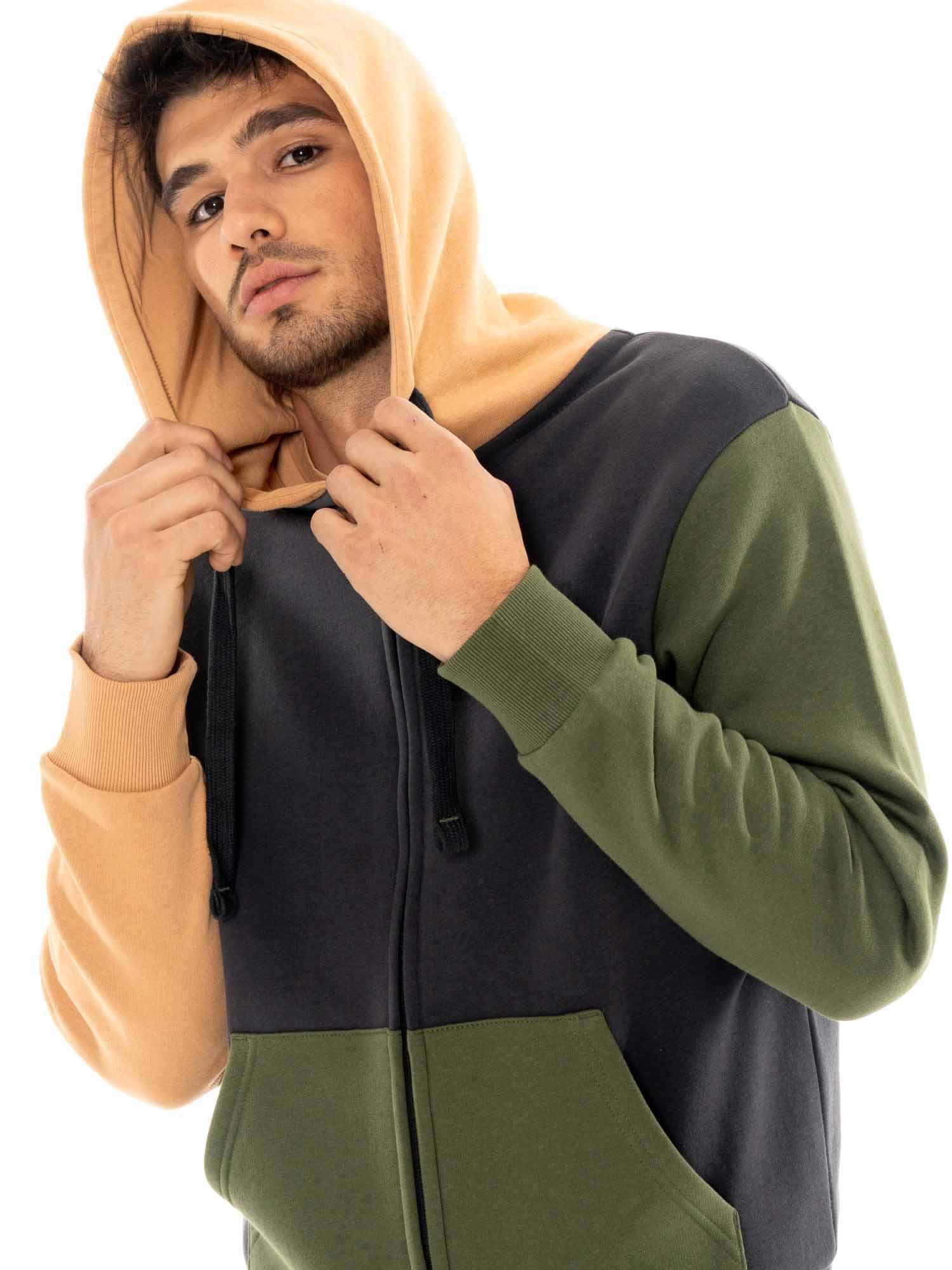 Felpa invernale uomo con cappuccio e zip, logo piccolo Leone 1947 Color Block 5/5