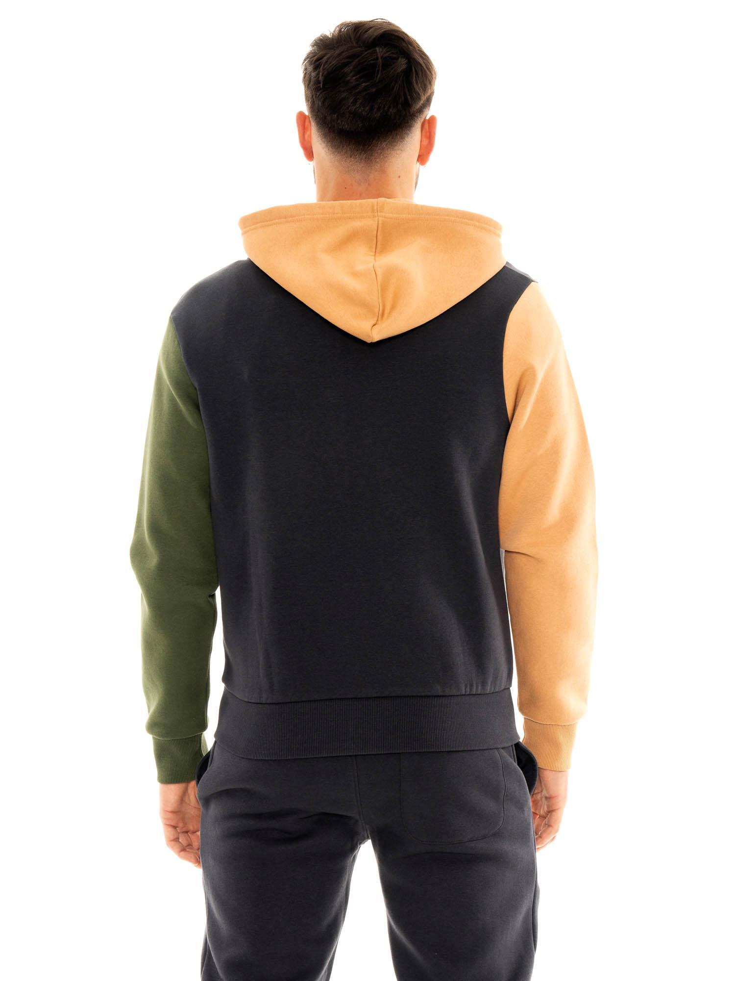 Felpa invernale uomo con cappuccio e zip, logo piccolo Leone 1947 Color Block 4/5