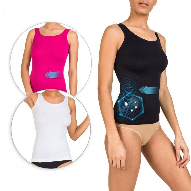 Lot de 3 tops minceur noir, blanc & fuchsia Cellutex
