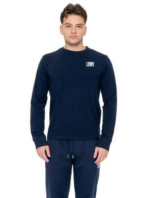 T-shirt da uomo in cotone elasticizzato a manica lunga con logo grande "Basic