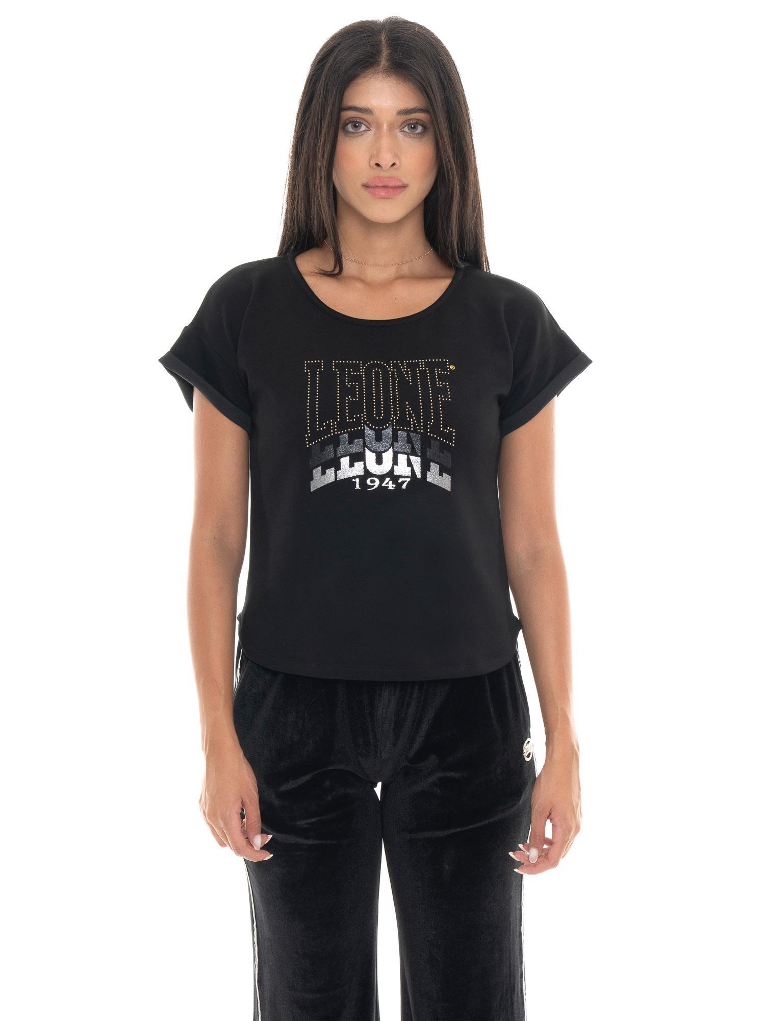Tricou Leone 1947 Gold Studs pentru femei cu mânecă scurtă, material elastic