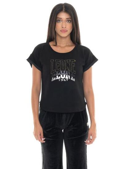T-shirt donna a manica corta tessuto elasticizzato Leone 1947 Gold Studs