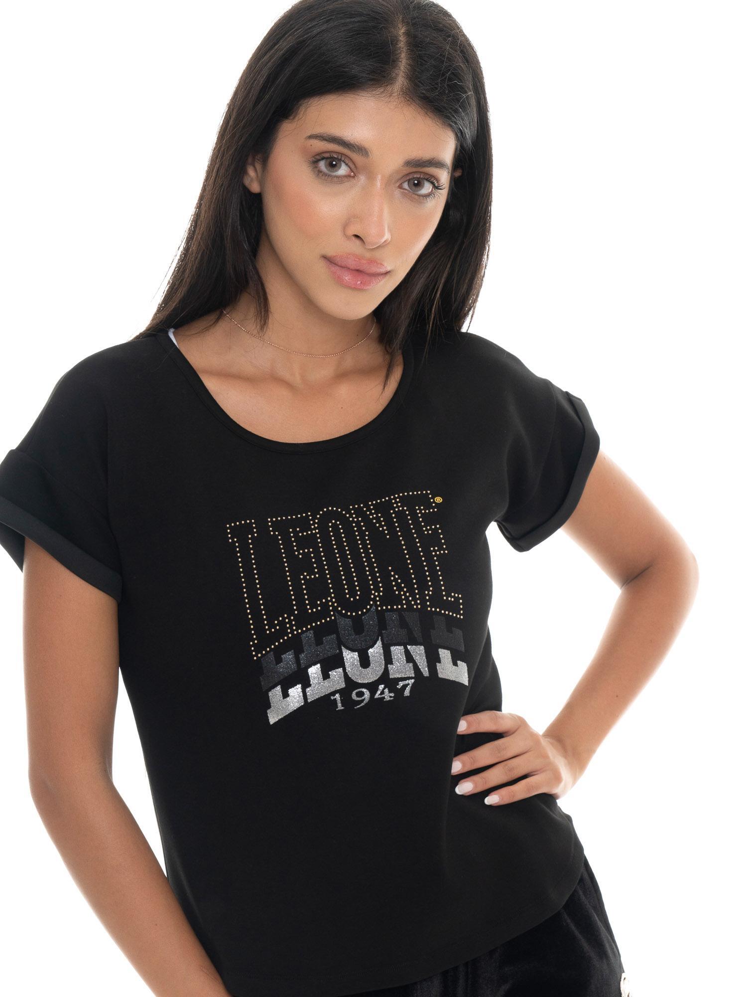 T-shirt donna a manica corta, tessuto elasticizzato Leone 1947 Gold Studs 5/5
