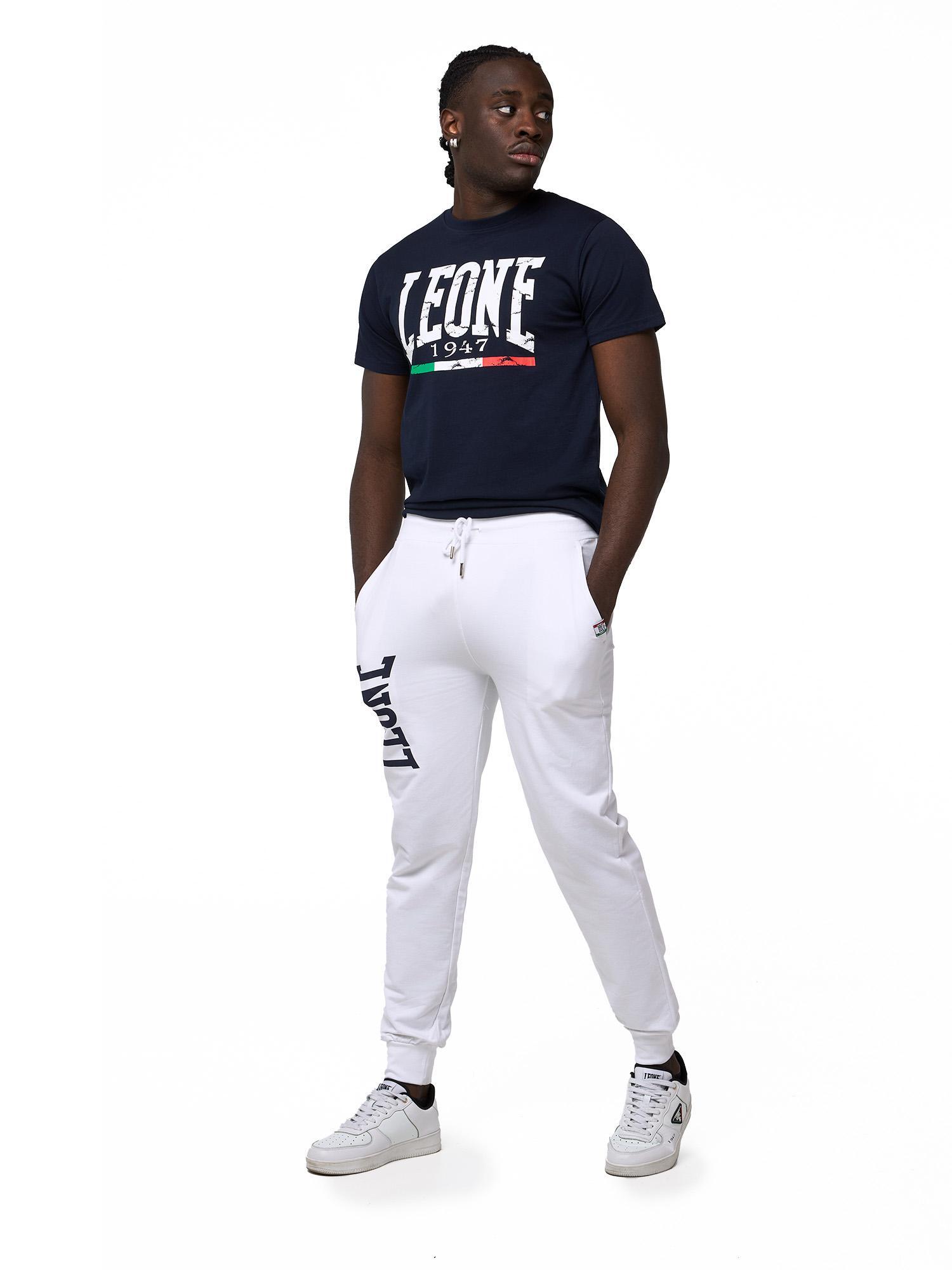 Calças masculinas Leone Basic com logotipo grande em algodão não escovado. 2/8