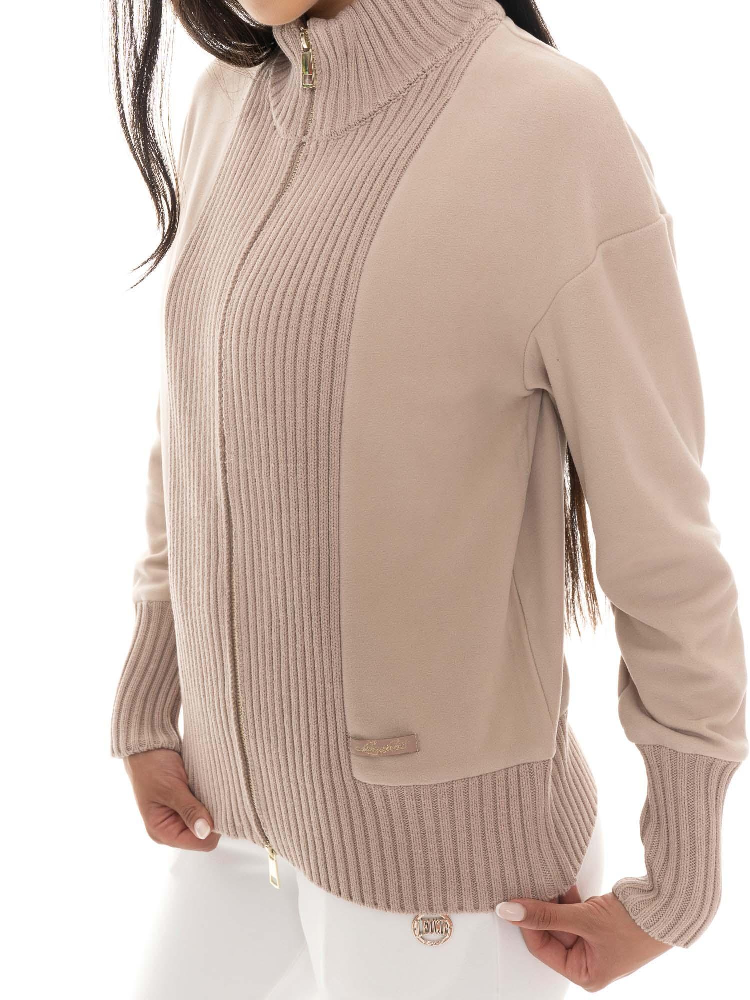 Leone 1947 Warm Touch dameswintertrui met ritssluiting en gebreide inzetstukken 3/7