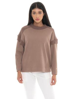 Felpe invernale da donna girocollo con inserti in maglia Leone 1947 Warm Touch