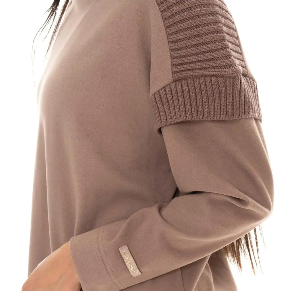 Leone 1947 Warm Touch women's crew neck winter sweatshirts with knitted inserts