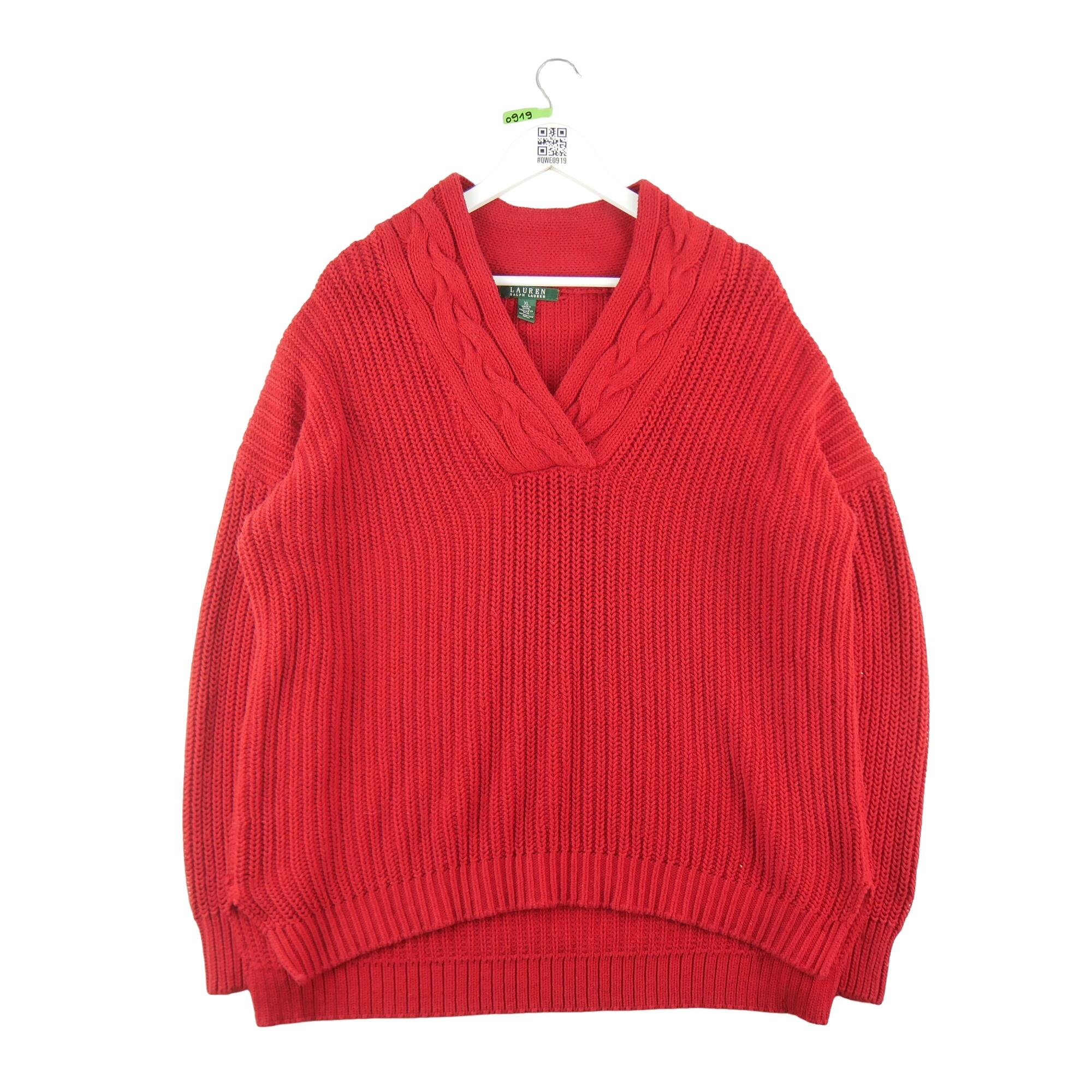 RALPH LAUREN Reconditionné - Pull Femme Rouge - Très Bon État