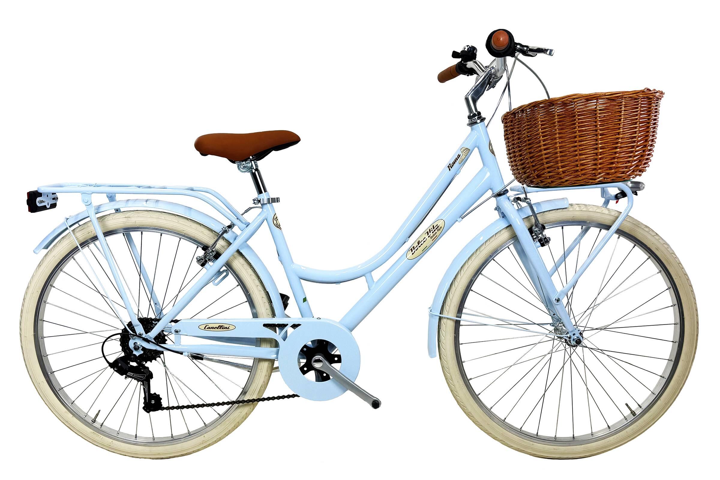 Bicicletă de oraș Dolce Vita by Canellini ROMA 26 cu coș - Albastru deschis
