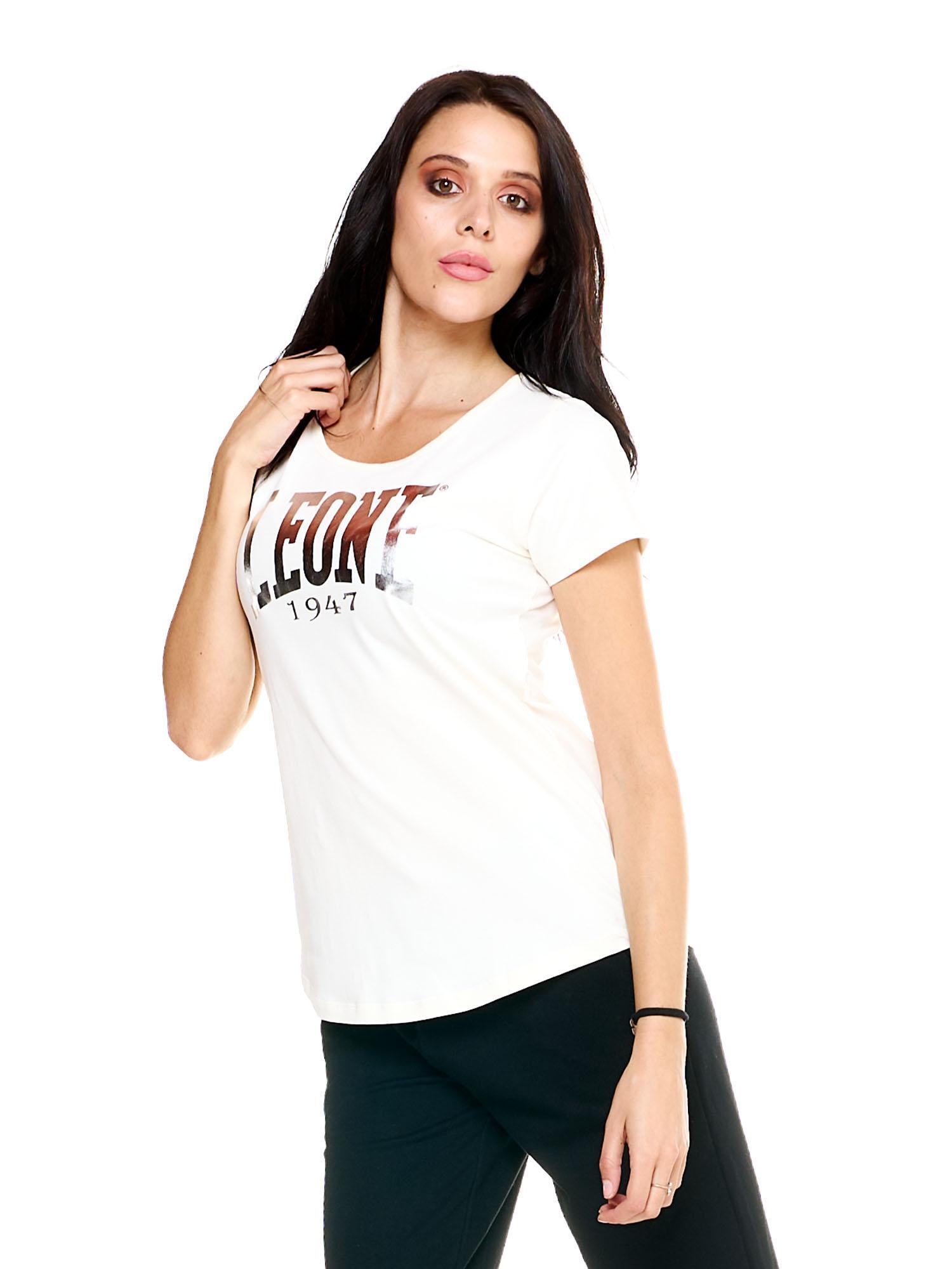 Dames T-shirt met metallic Leone Basic-logo 5/6