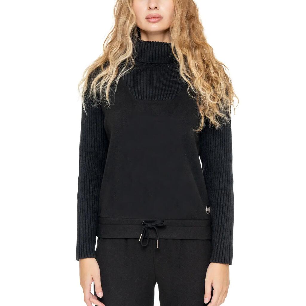 Leone 1947 Warm Touch women's turtleneck winter sweatshirts with knitted inserts
