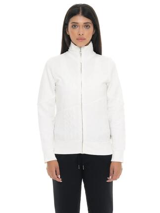 Sweat-shirt d'hiver zippé pour femme, col montant, finitions tressées