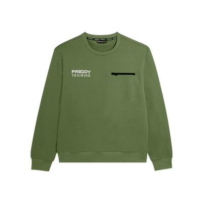 Felpa girocollo in baby french terry con taschino zip