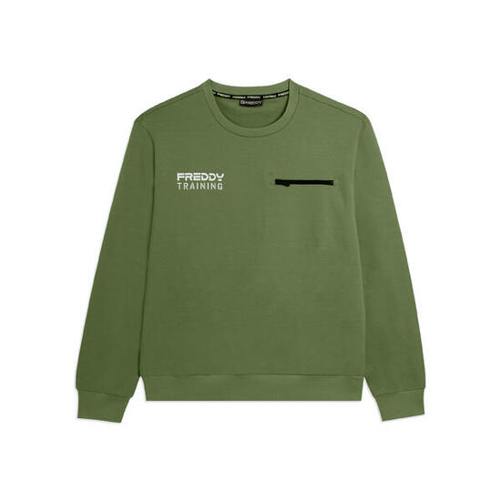 Sweat-shirt à col rond en molleton de coton Baby avec poche zippée