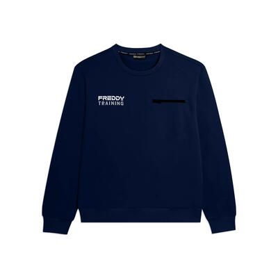 Felpa girocollo in baby french terry con taschino zip