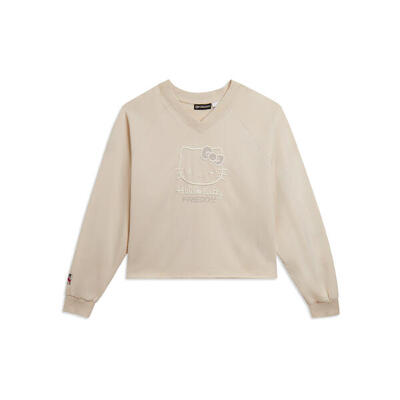 Felpa cropped con scollo a V e ricamo Hello Kitty
