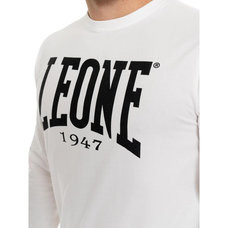 Tricou bărbătesc „Basic” din bumbac elastic cu mânecă lungă și logo mare