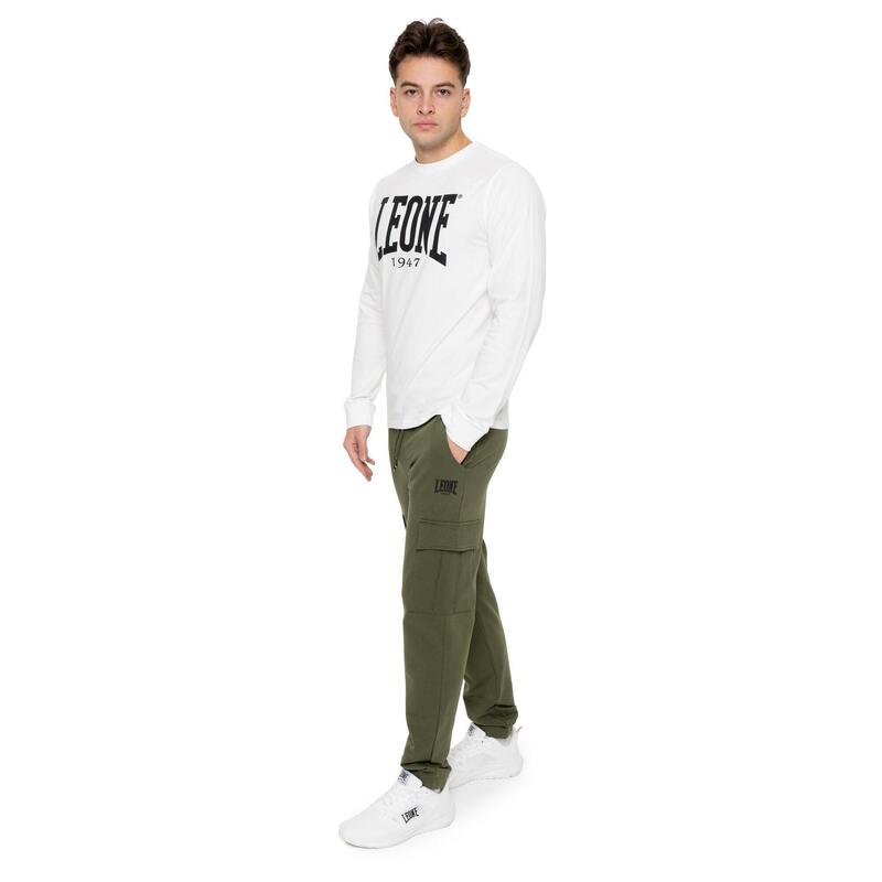 Tricou bărbătesc „Basic” din bumbac elastic cu mânecă lungă și logo mare