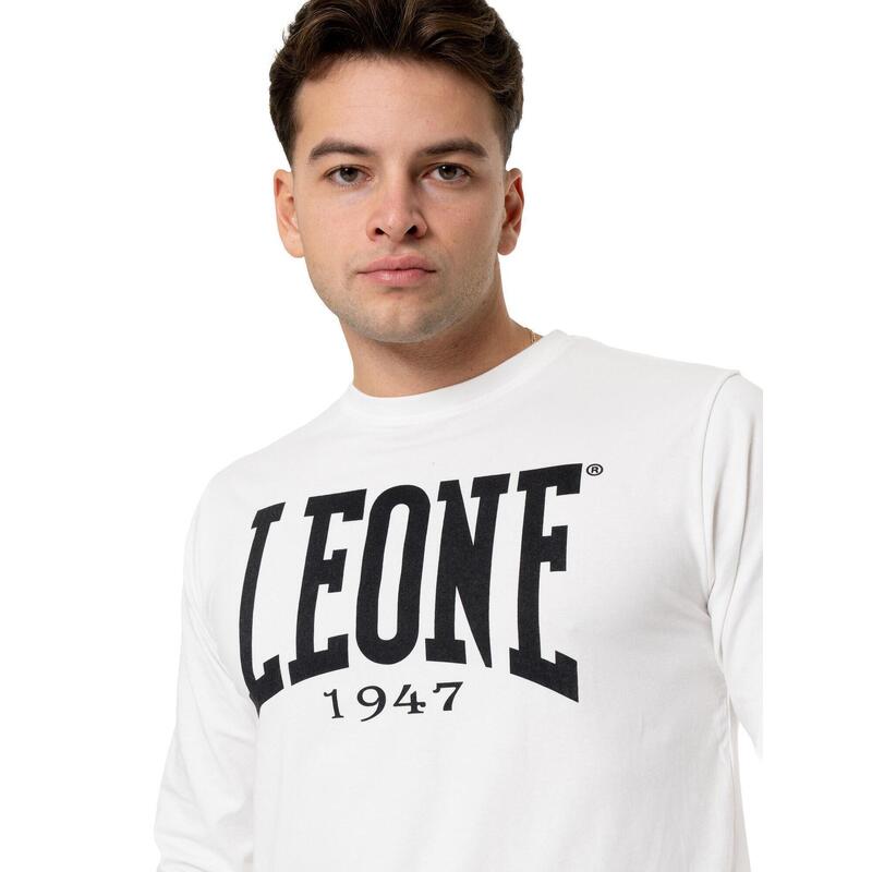 Tricou bărbătesc „Basic” din bumbac elastic cu mânecă lungă și logo mare