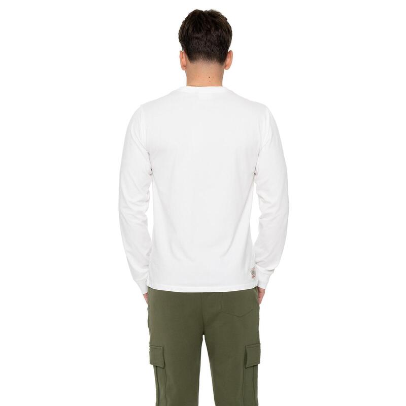 Tricou bărbătesc „Basic” din bumbac elastic cu mânecă lungă și logo mare