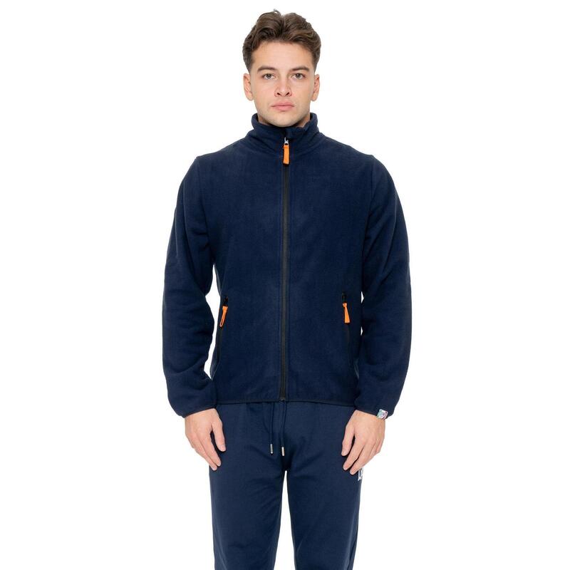 Jachetă din fleece micropolar cu guler înalt, fermoar și etichetă Leone 1947