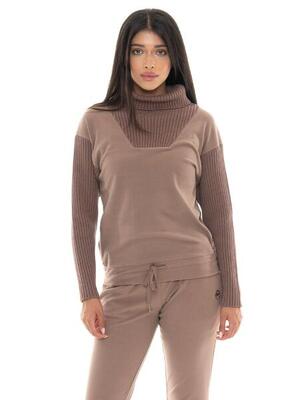 Felpe invernale da donna dolcevita con inserti in maglia Leone 1947 Warm Touch