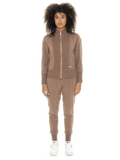 Felpe invernale da donna con zip con inserti in maglia Leone 1947 Warm Touch