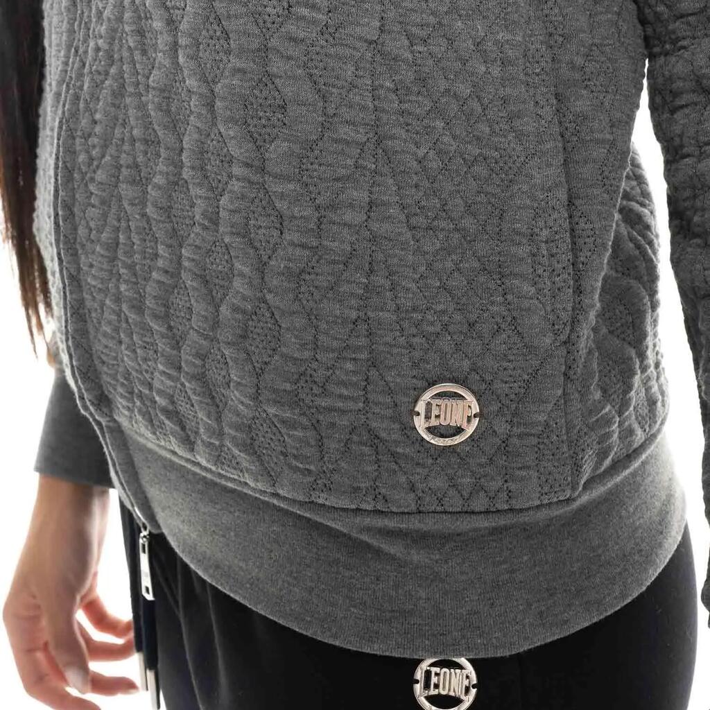 Leone 1947 Braid women's winter sweatshirts in braided fabric with hood and zip