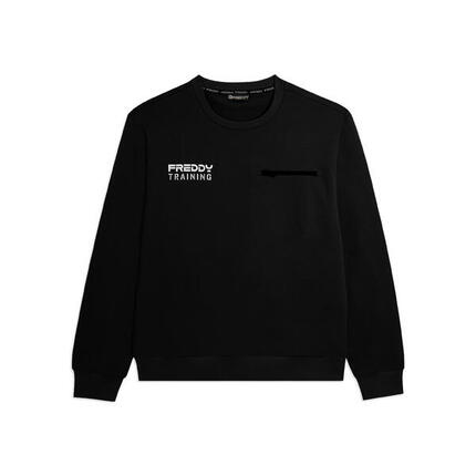 Sweat-shirt à col rond en molleton de coton Baby avec poche zippée