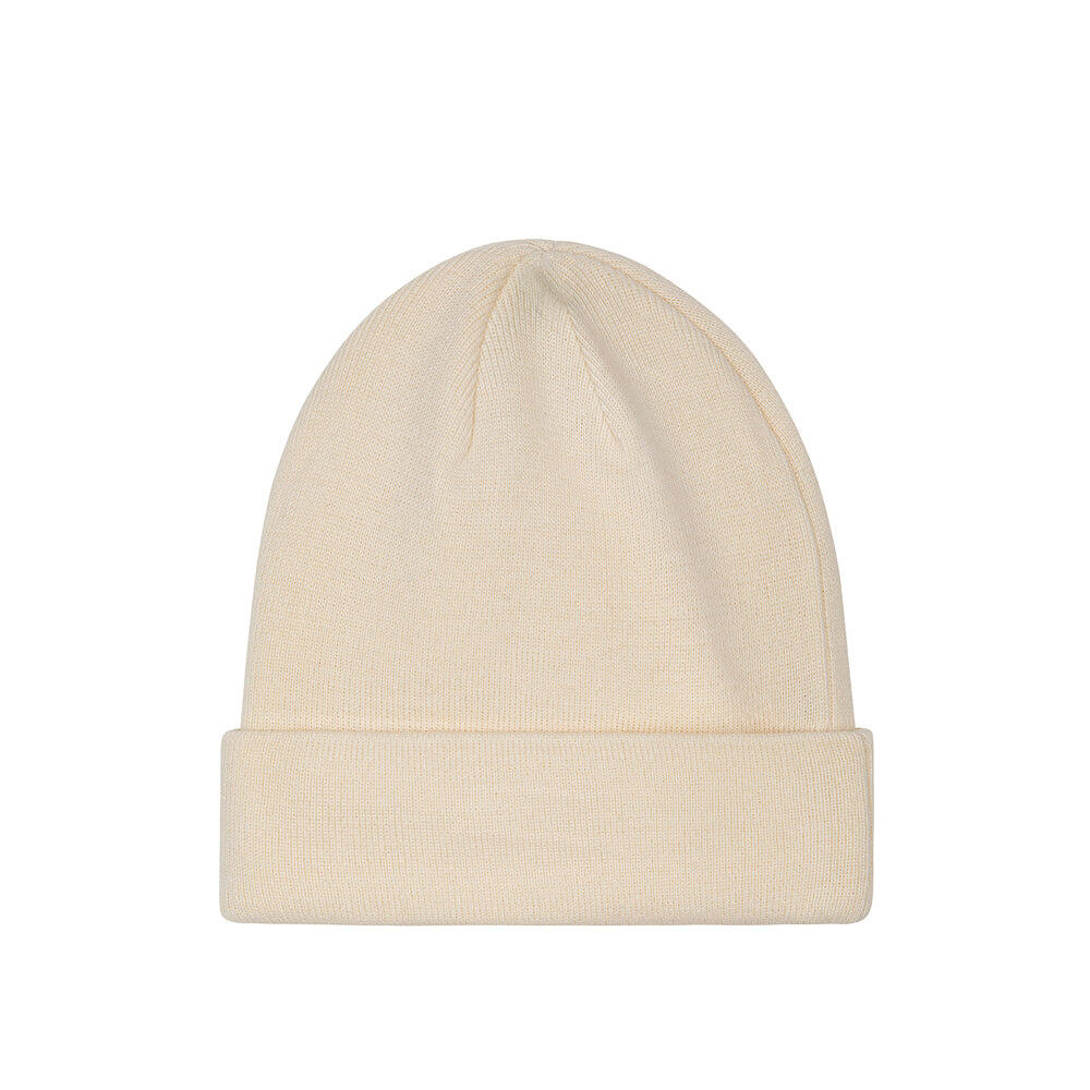 Cuffia a coste con patch ricamato Crema 3/4