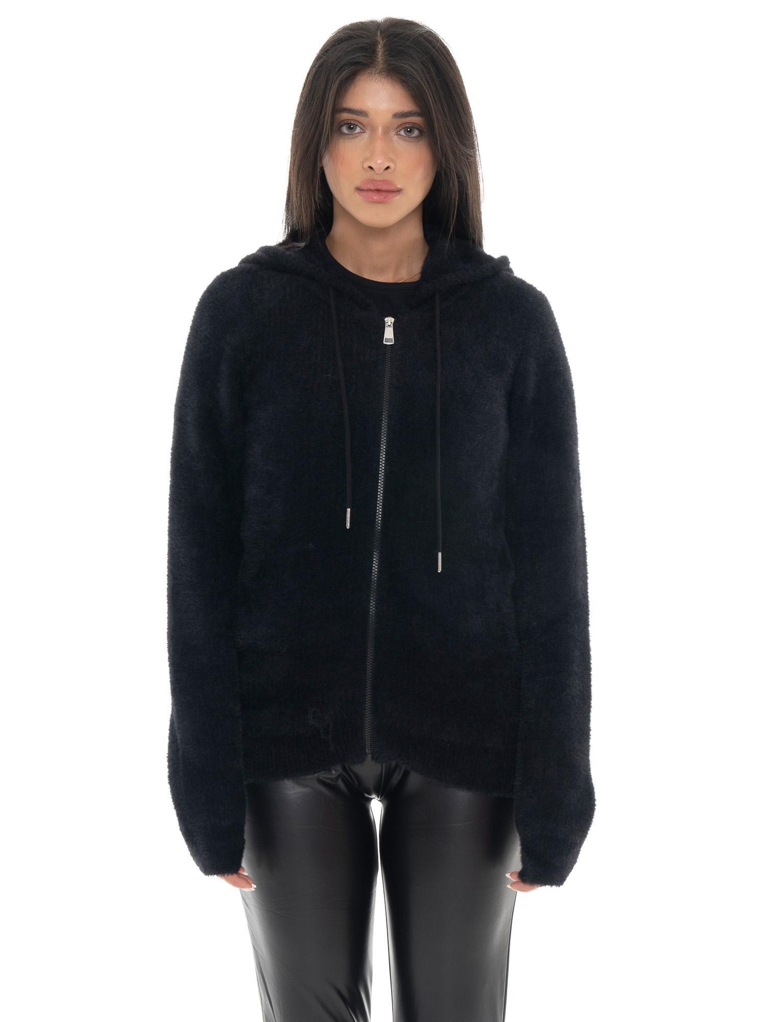 Pull à capuche zippé pour femme avec étiquette logo Leone 1947 Glam Winter 1/5